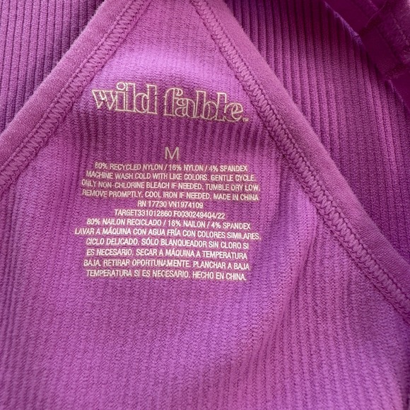 Wild Fable Womens Ribbed Halter Bodysuit Purple High Neck Thong Snap Medium - Picture 3 of 8